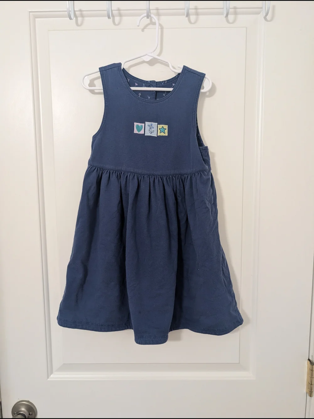 Vintage Gymboree Indigo Florals Blue Reversible Dress Girls Large L